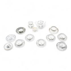 Late 18th/19th century black transferware childs tea set, probably Staffordshire, decorate...