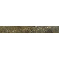 George Faulkner Wetherbee RI ROI (American 1851-1920): Upland Landscape, oil on panel signed dated 1891 and inscribed 'To my friend James E Clifton' 14cm x 23cm