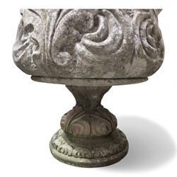 Pair of Garden cast stone urn planters 