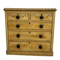Victorian scumbled painted pine chest, fitted with two short and three long drawers, plinth base