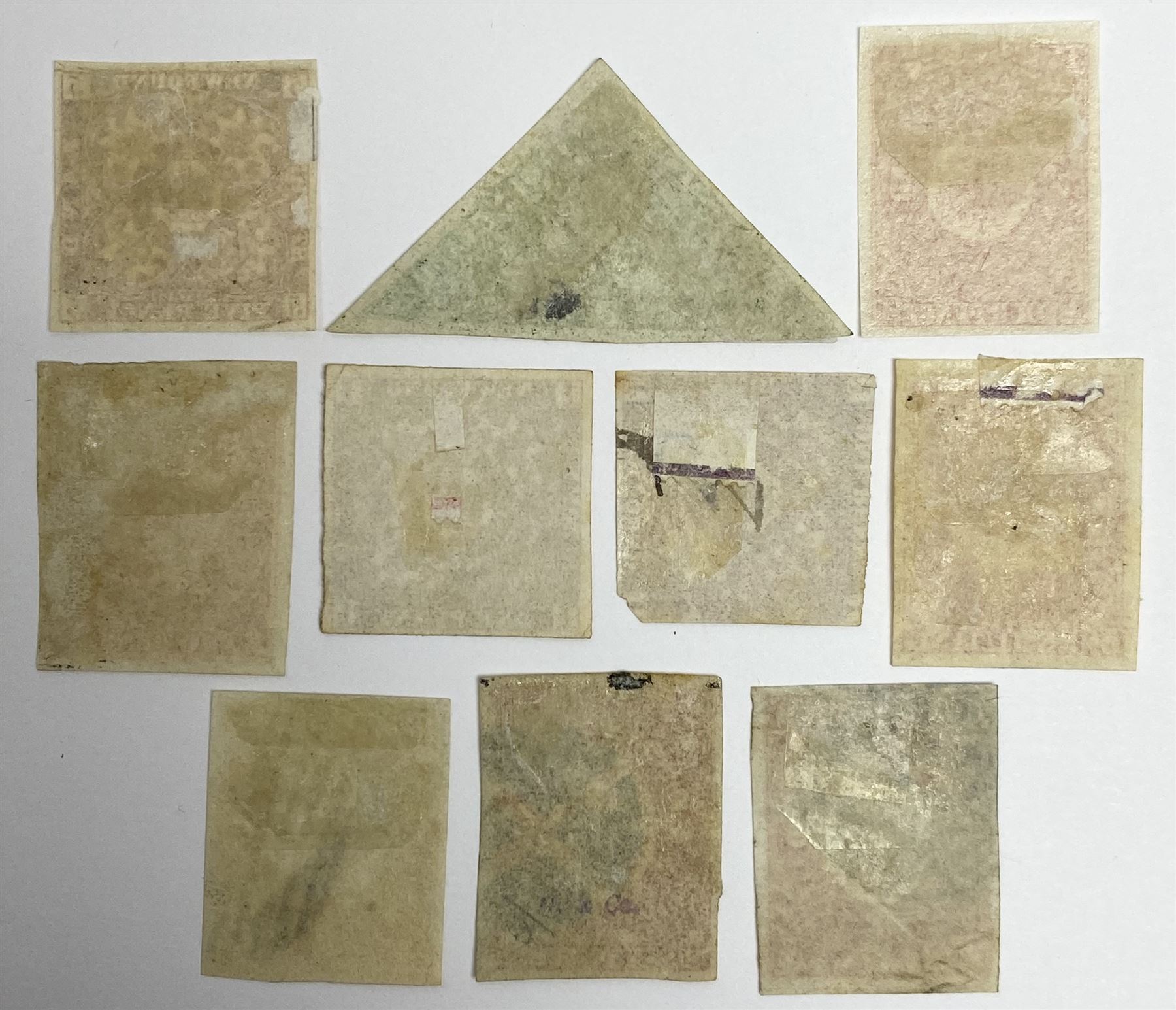 Newfoundland St Johns 185764 ten imperf stamps, including one shilling