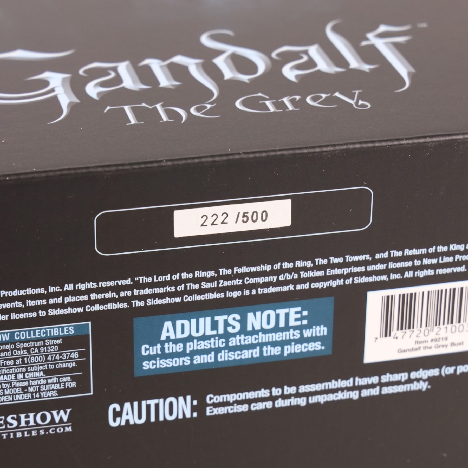 Limited edition Sideshow Collectibles Lord of the Rings Gandalf the Grey Legendary Scale Bust, limited edition no. 222 of 500, boxed 