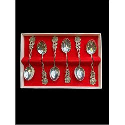 Collection of silver, including set of six German 835 coffee spoons, bangle, bracelet, necklace and charms, etc 
