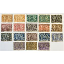 Canada Queen Victoria 1897 eighteen stamps, including high values to four dollars, all previously mounted