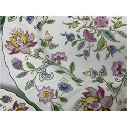Minton Haddon Hall part tea and dinner service, including six cups and saucers, six dinner plates, six side plates, six twin handled bowls and saucers etc (44) 