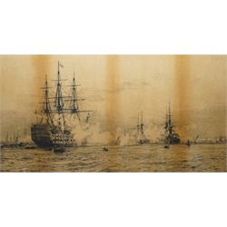 William Lionel Wyllie (British 1851-1931): 'HMS Victory Celebrating the Ascension of George V', drypoint etching signed in pencil 45cm x 75cm