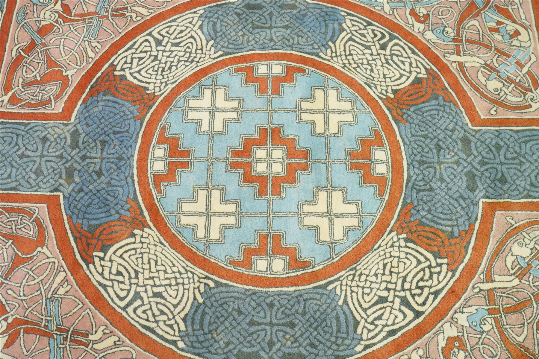 Loophouse - bespoke Lindisfarne Gospels design rug for the British Library, inspired by the St Mark gospel, limited edition of 20