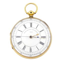 Victorian 18ct gold centre seconds key wound chronograph pocket watch by W Homere, Liverpo...