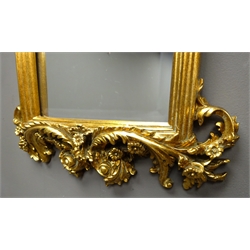 Ornate gilt wall mirror, acanthus leaf and scrolled decorated frame, bevelled glass, 62cm x 37cm  