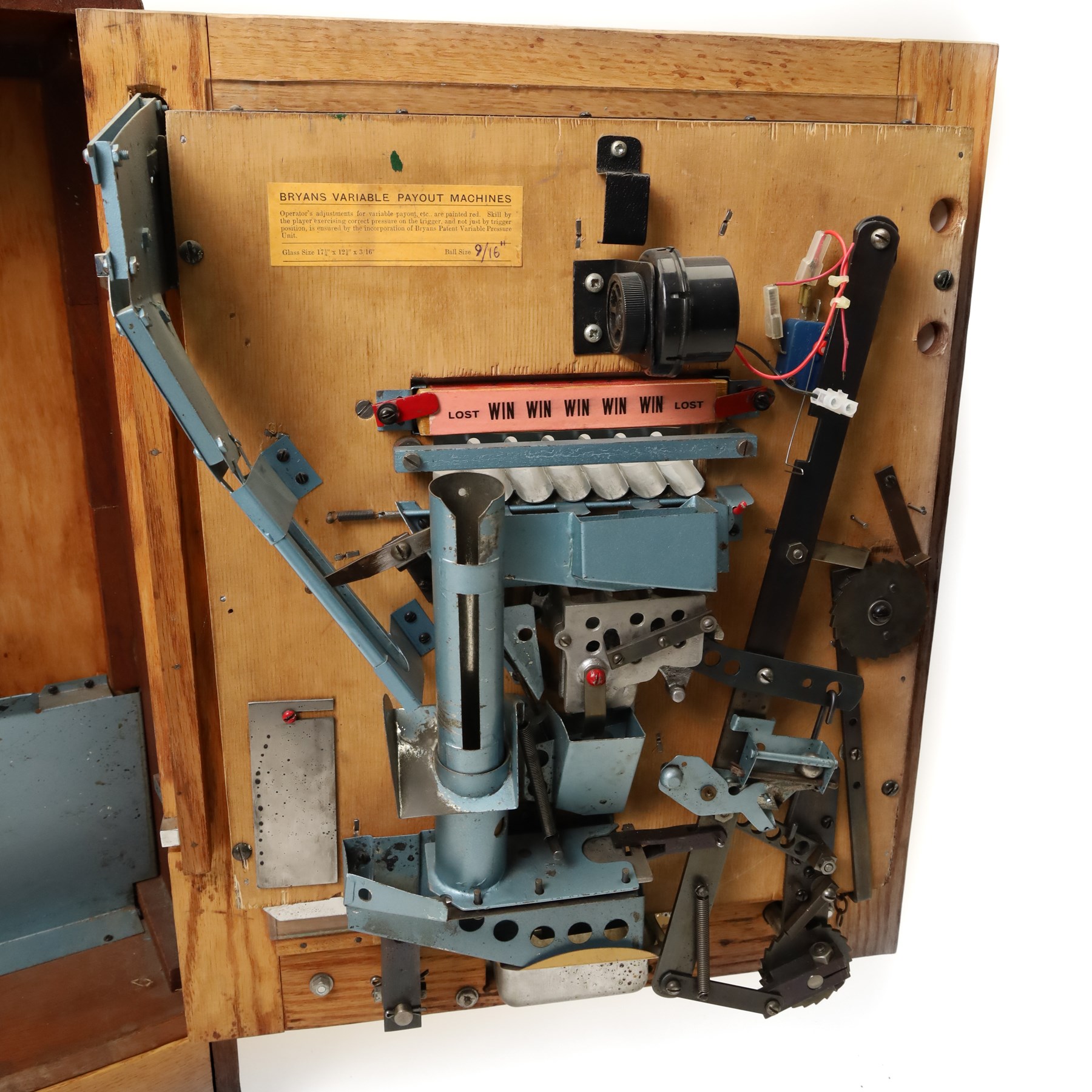 Bryans Elevenses penny slot arcade machine with wooden case and chrome fittings, working, H64cm W45cm