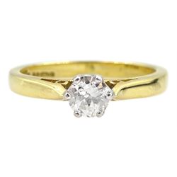 18ct gold single stone round brilliant cut diamond ring, hallmarked, diamond approx 0.25 carat