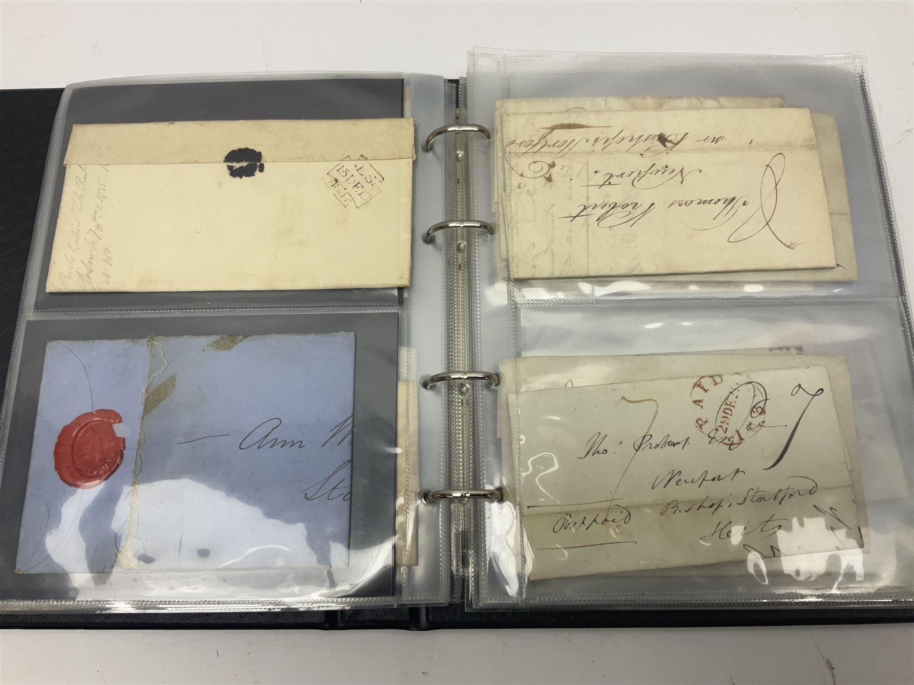 Postal history, including imperf penny reds on covers or entires, mourning cover, Cape of Good Hope overprinted postal stationary, pre-stamp items etc, housed in a ring binder folder