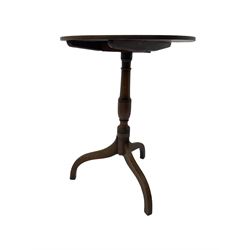 Early 19th century mahogany tilt-top pedestal table, the circular top with reeded edge, raised on turned support with reeded tripod base