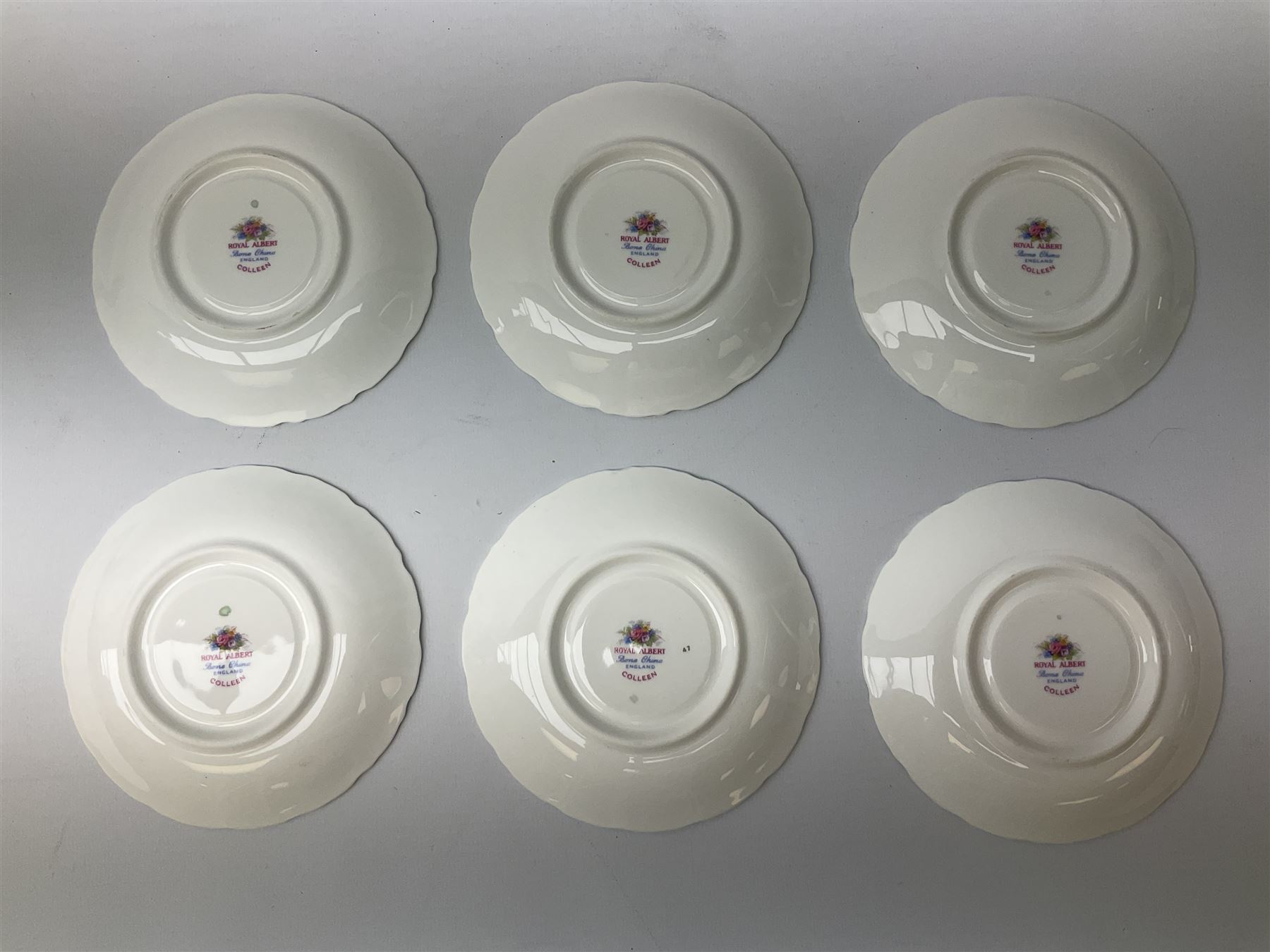 Royal Albert Colleen pattern tea ware comprising teapot, milk jug, sucrier, four cups and six saucers