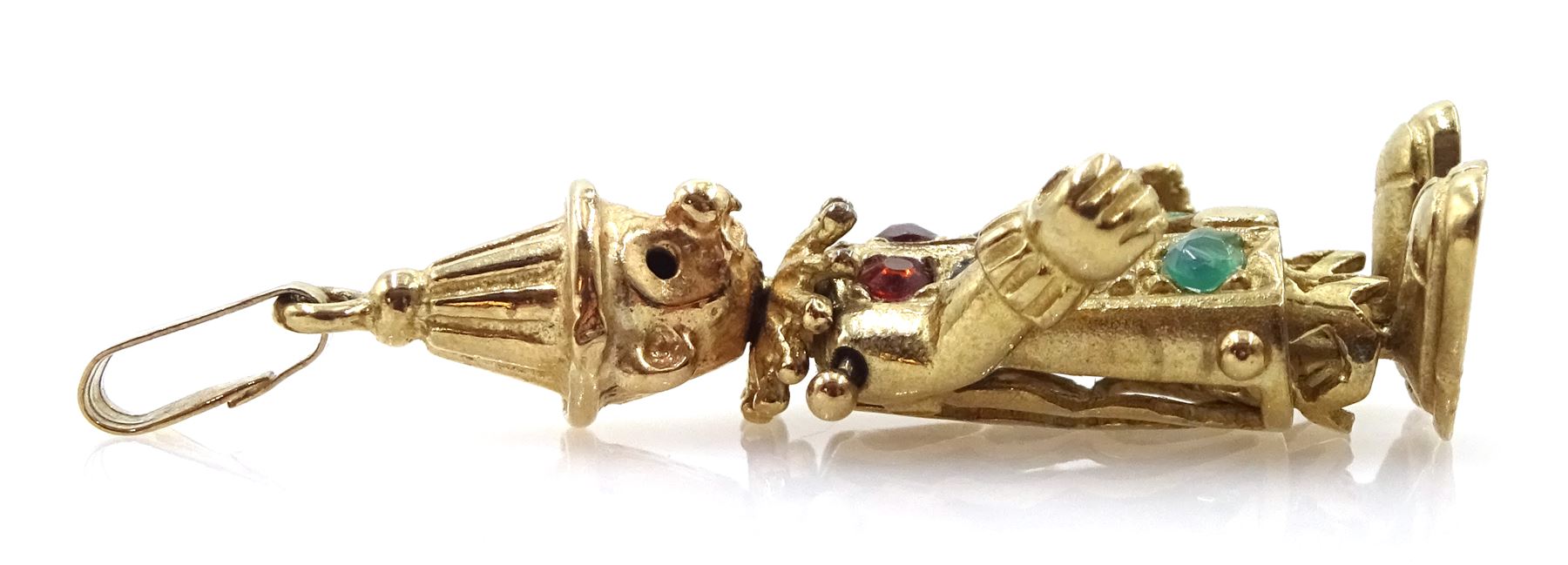 9ct gold gem set clown pendant, hallmarked