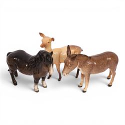 Collection of Beswick figures, including Highland horse, pheasant, deer, stag, etc, together with Royal Copenhagen dog 