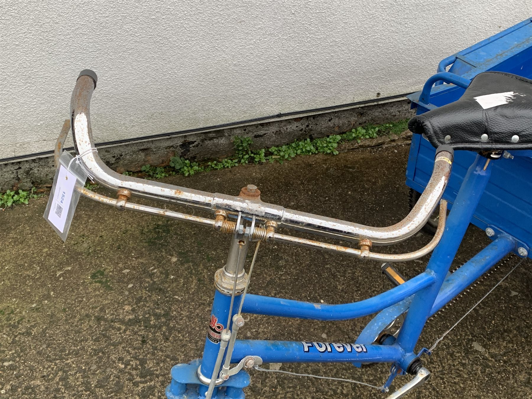 *'Forever' blue finish cargo tricycle, single speed, trailer size - 56cm x 75cm, H23cm