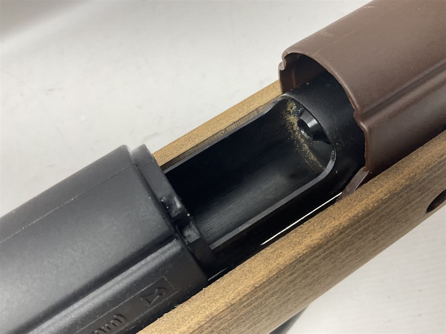 Springfield Armory M1A .22 cal. air rifle with under-lever action and wooden stock; serial no.6300, L116cm overall; in original cardboard box  NB: AGE RESTRICTIONS APPLY TO THE PURCHASE OF AIR WEAPONS.