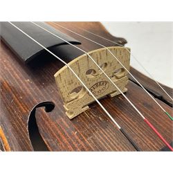 German trade violin c1900 stamped PAGANINI with 35.5cm two-piece maple back and ribs and spruce top L58.5cm overall; in carrying case; and another German trade violin for spares or repair; in carrying case (2)