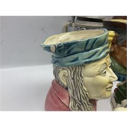 Collection of toby jugs and character jugs, to include Royal Doulton Winston Churchill and Neptune, together with Staffordshire Character Jugs examples  