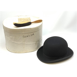 A boxed Lock & Co Hatters St James St London bowler hat, together with a set of Salters cast iron scales with circular brass dial inscribed 'Salters Improved Family Scale, No 50', an early 20th Century Improved Earthenware Inhaler manufactured by S Maw & Son, and a Dr Nelson's Improved Inhaler with stopper. 