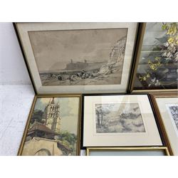 Collection of 19th century and later engravings, landscape watercolours, Indian miniatures, etc 