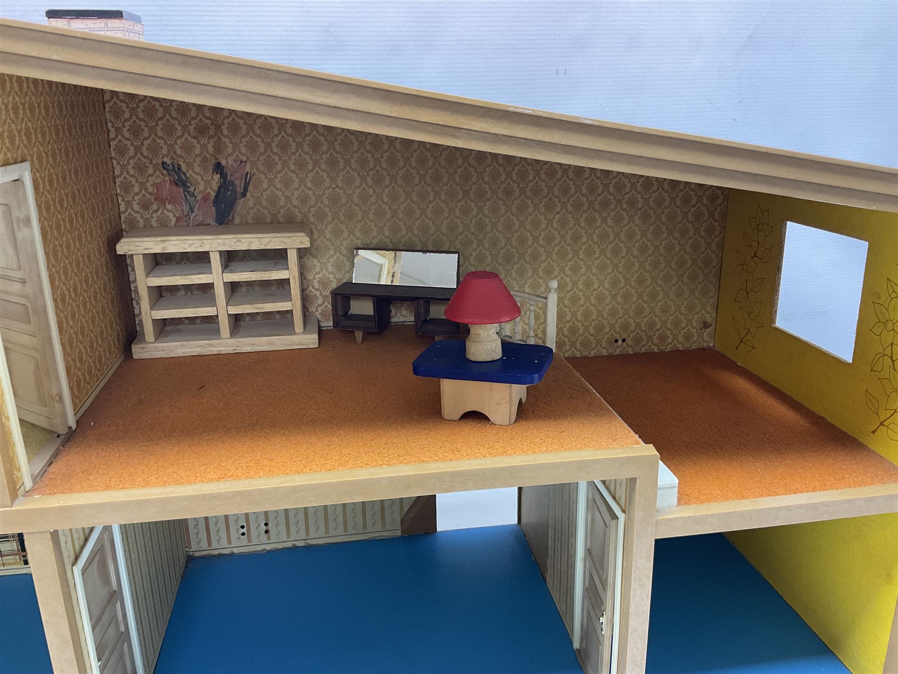 Swedish Lundby dolls house with furniture, H42cm, L66cm