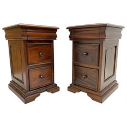 Barker & Stonehouse - 'Grosvenor' pair mahogany bedside chests, moulded rectangular top over moulded frieze drawer and two cock-beaded drawers, on bracket feet
