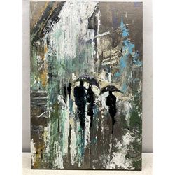 Ann Lamb (British 1955-): Rainy Day, mixed media on canvas signed 76cm x 50cm