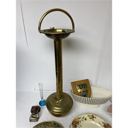 Hornsea Studio Craft planter, freestanding brass ashtray and a collection of other ceramics and collectables