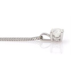 18ct white gold single stone round brilliant cut diamond pendant necklace, diamond approx 1.15 carat