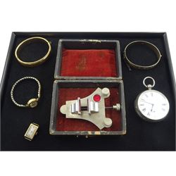 Victorian silver open face key wound lev