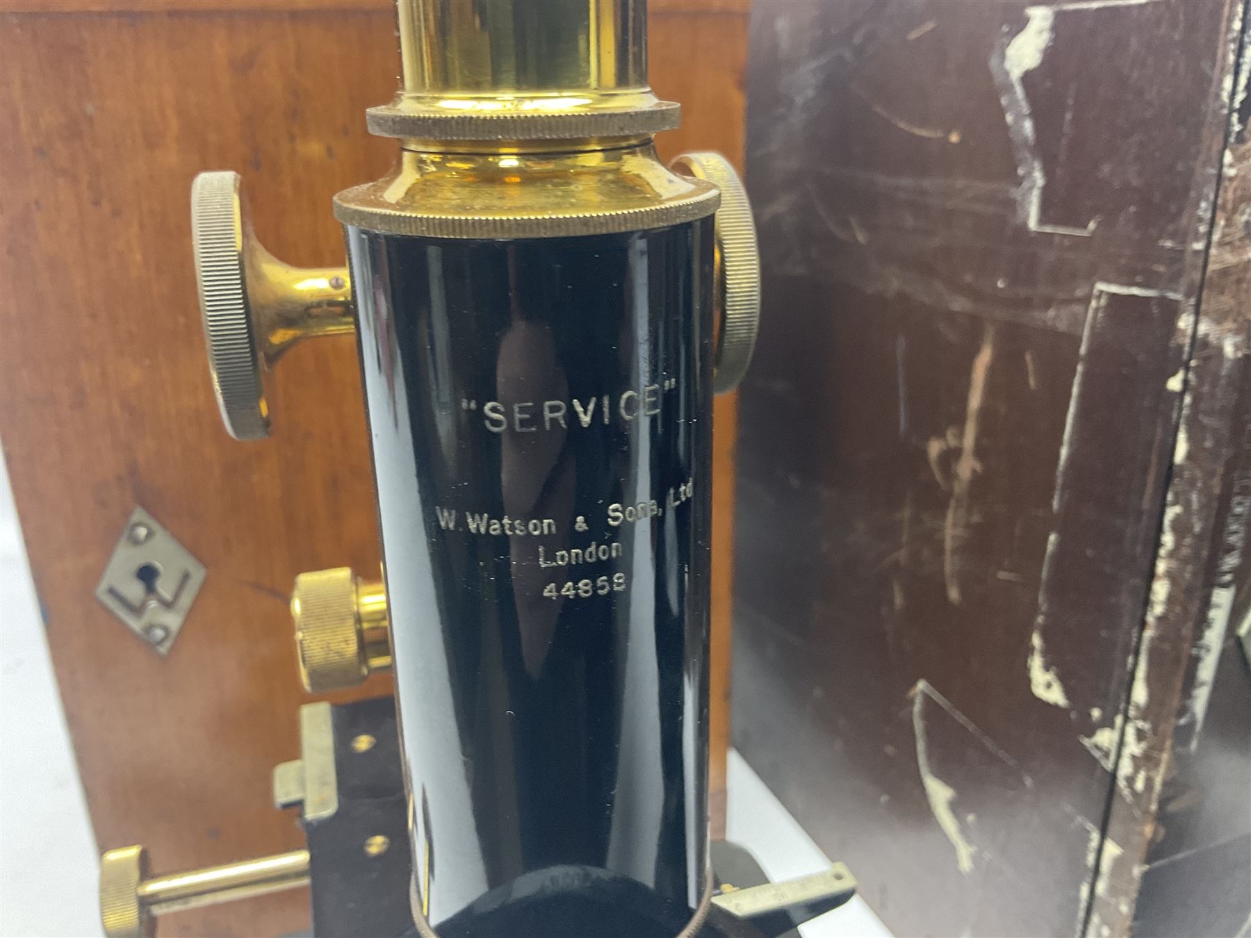 Three W. Watson & Sons microscopes, comprising Barnet binocular no 125253, Kima no 123196 and Service no 44858, all boxed 