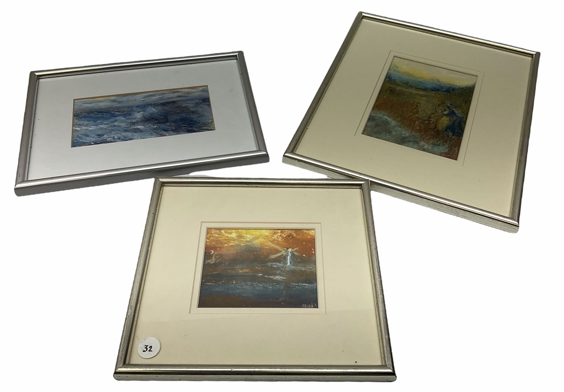 Madeleine Eyland (Belgian/British 1930-2021): Collection of abstract pastels, approx 21, max 19cm x 28cm 
Provenance: artist's studio collection. Marie-Madeleine Eyland (neé Legrain) was born in 1930 at Floriffoux, Belgium; she lived most of her life in Scarborough working as a nurse and an artist.