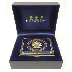  Halcyon Days Diamond Jubilee enamel box, of rectangular form with certificate and original box and outer cover, L14cm   