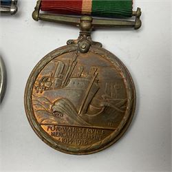 WWI Mercantile Marine pair of medals comprising British War Medal and Mercantile Marine Medal awarded to David J. Mordecai; both with ribbons (2)