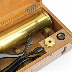 Late 19th/Early 20th century brass telescope by Broadhurst Clarkson & Co, London  with tripod stand in original box L100cm