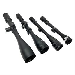 Four telescopic rifle scopes - Hawke 10-40x50, Hawke 8-32x56, Redfield 6 x 18 and Silver Antler (4)