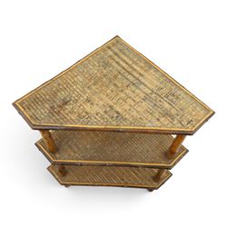 Victorian Aesthetic Movement bamboo three-tier corner whatnot or etagere