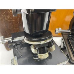 Three microscopes, comprising Ernst Leitz Wetzlar, W Watson & Sons service II no 125485, W Watson & Sons Bactil binocular no 115722, all boxed  