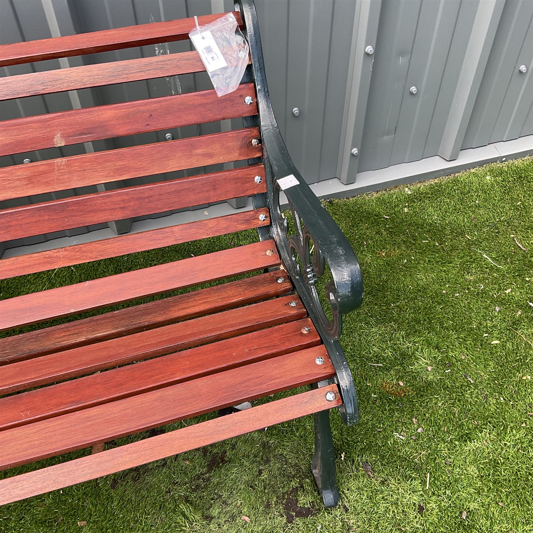 Cast iron and wood slatted garden bench - THIS LOT IS TO BE COLLECTED BY APPOINTMENT FROM DUGGLEBY STORAGE, GREAT HILL, EASTFIELD, SCARBOROUGH, YO11 3TX