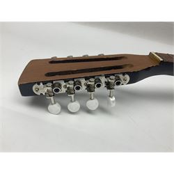 French mandolin with segmented lute back and mother-of-pearl inlaid spruce top; bears label for 'Jerome Thibouville-Lamy & Cie Paris L60cm; and another unmarked flat-back mandolin; both for completion (2)