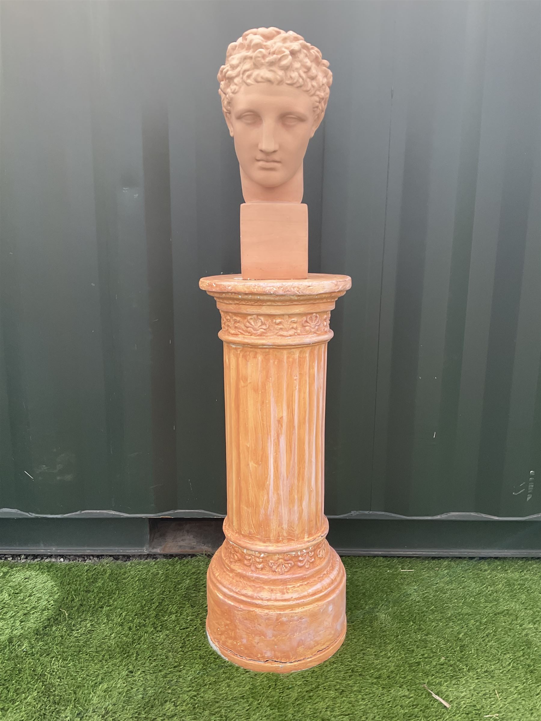 Bust on pedestal, plaster, female portrait  - THIS LOT IS TO BE COLLECTED BY APPOINTMENT FROM DUGGLEBY STORAGE, GREAT HILL, EASTFIELD, SCARBOROUGH, YO11 3TX