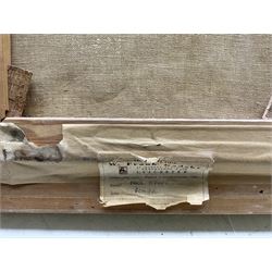 Paul Romier (French 1919-?): Archway in Paris, oil on canvas signed 60cm x 29cm 