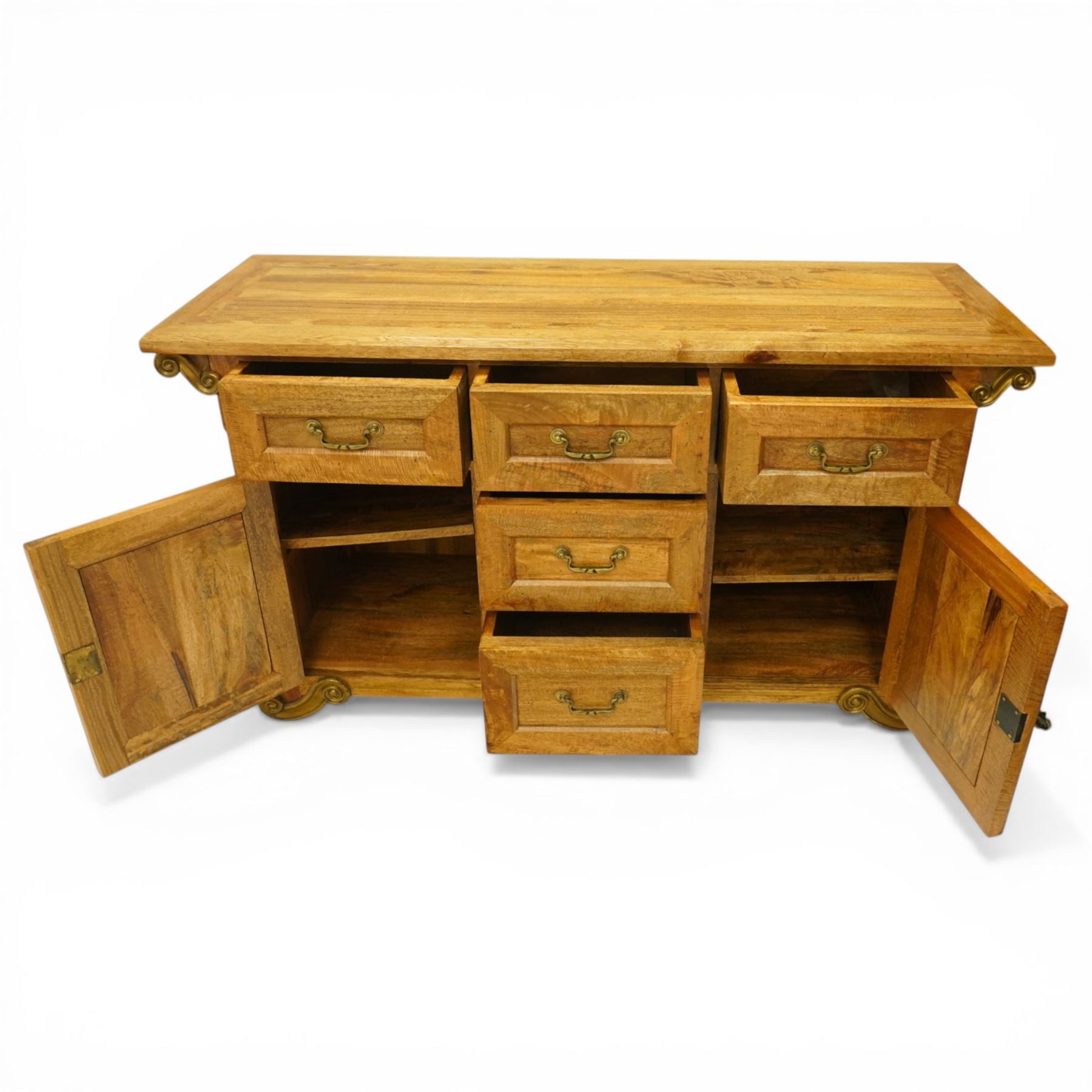 Baker Furniture - 'Baluster' range mango wood sideboard, with an arrangement of five drawers and two cupboards, gilt metal mounts