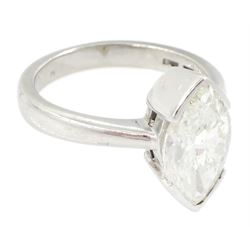 Platinum single stone marquise cut diamond ring, hallmarked, diamond 2.12 carat