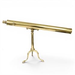 Brass telescope inscribed J.Lizars Glasgow & Edinburgh, with a library tripod and a larger wooden tripod, two spare eyepieces and original box