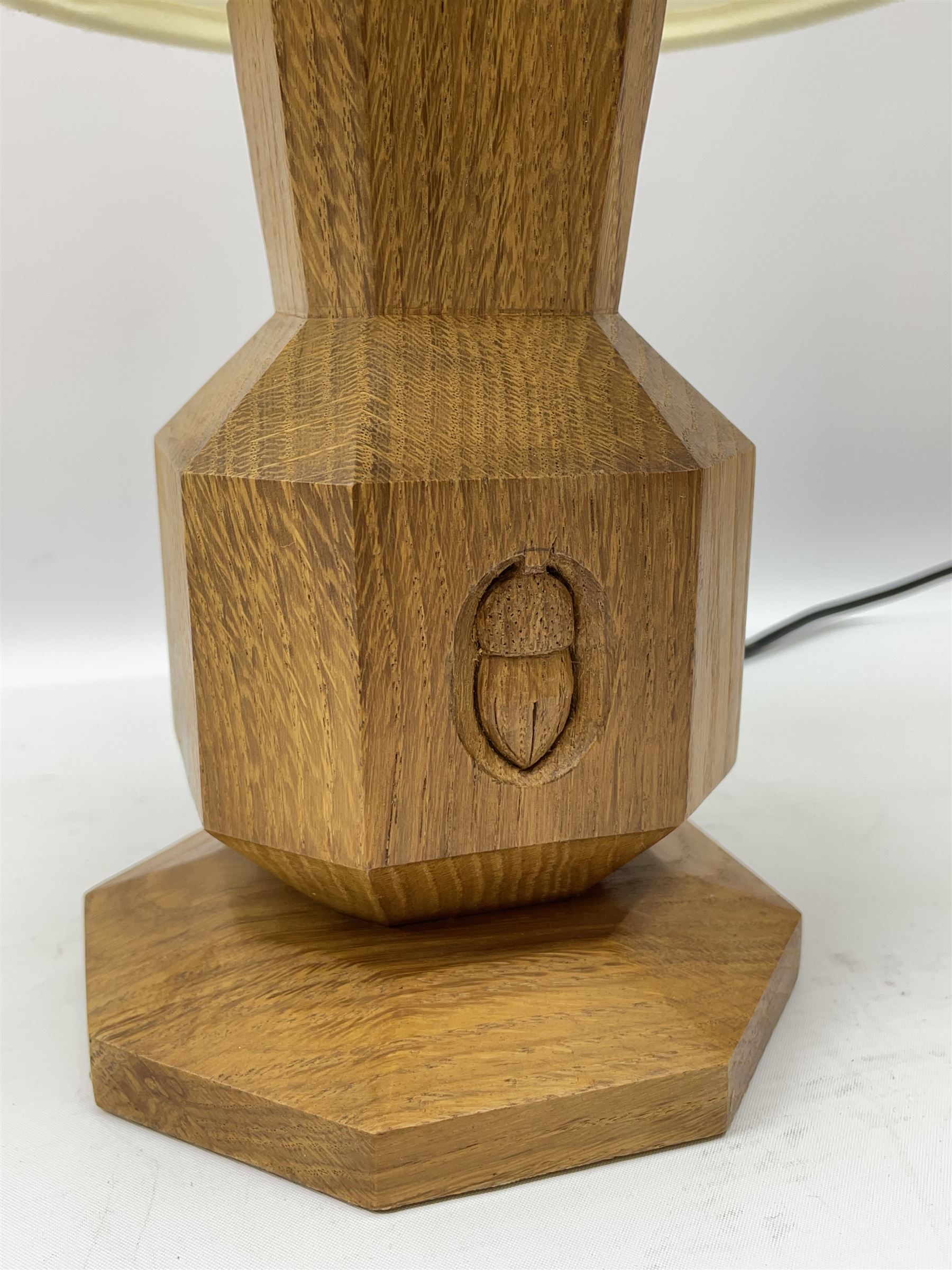 'Acornman' oak table lamp, octagonal form with acorn signature, by Alan Grainger of Brandsby 