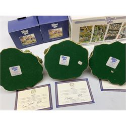 Eight Lilliput Lane models, including Gertrude's garden, Cruck End, Honeysuckle cottage, The Pottery, Huddersfield Railway Station, The Magpie Cafe, Amberly Rose, Summer Days and Shades of Summer, all boxed with deeds