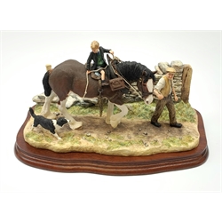 A Border Fine Arts figure group, Home from School, model no B0403 by  Ray Ayres, 86/500, on wooden base, figure L30cm